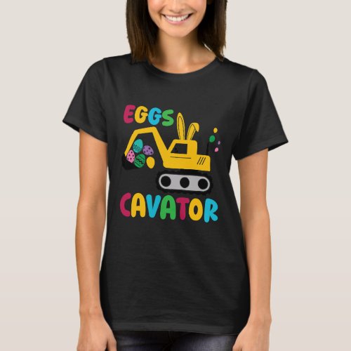 EggsCavator Boy Easter Egg Hunt Kids Toddlers Eggs T_Shirt