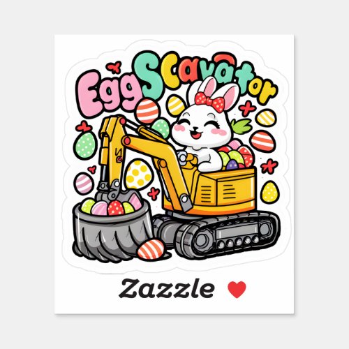 Eggscavator cute bunny easter holiday 2024 sticker