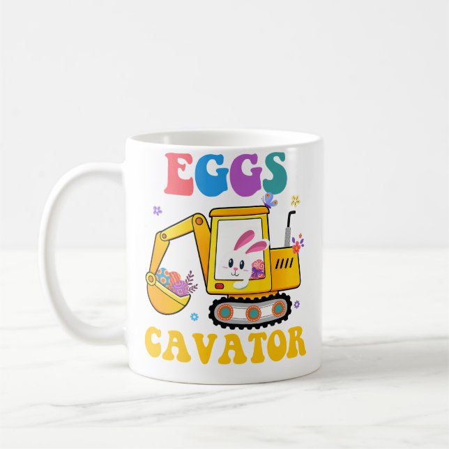 Eggscavator Easter Day Excavator Hunting Egg Bunny Coffee Mug (Left)