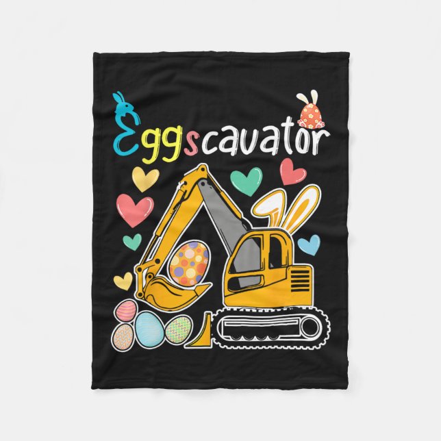 Eggscavator Easter Egg Hunt Construction Trucks Gi Fleece Blanket (Front)