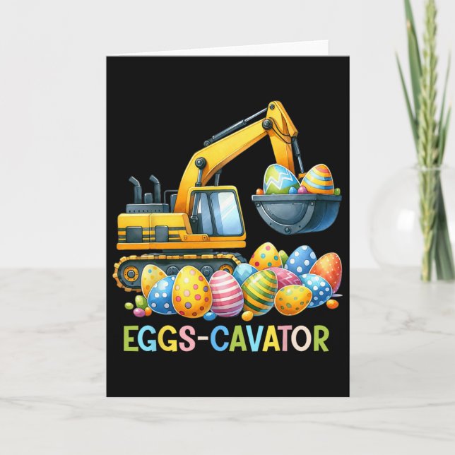 Eggscavator Easter Egg Hunt Construction Trucks To Card (Front)