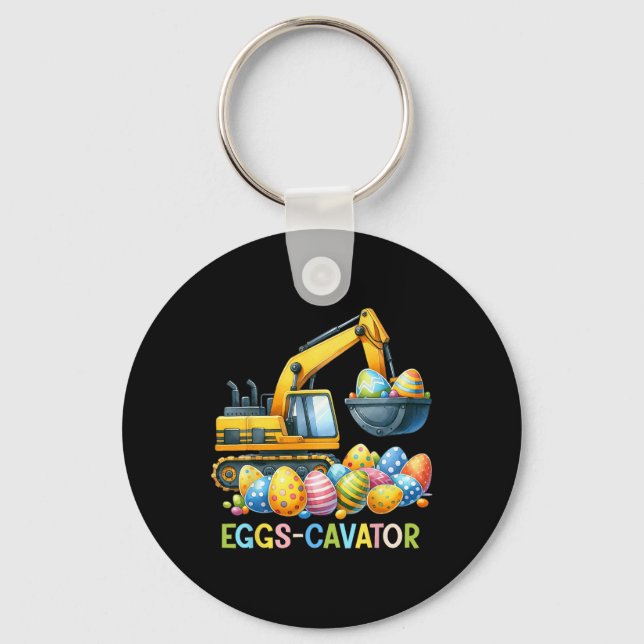 Eggscavator Easter Egg Hunt Construction Trucks To Keychain (Front)