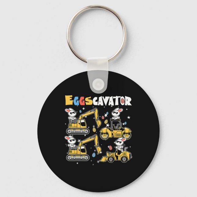 Eggscavator Easter Egg Hunt Construction Trucks To Keychain (Front)