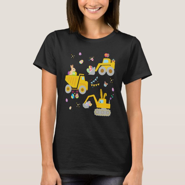 EggsCavator Excavator Hunting Egg Easter Construct T-Shirt (Front)