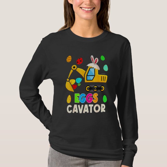 Eggscavator Happy Easter  Excavator Hunting Egg Ki T-Shirt (Front)
