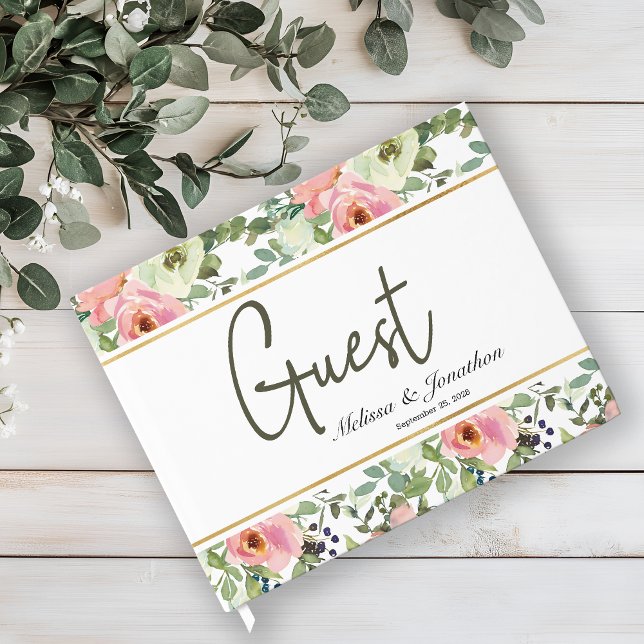 Eggshell and Blush Floral Elegant Wedding Guest Book (Creator Uploaded)