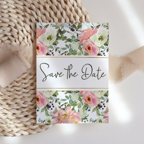 Eggshell and Blush Floral Save The Date