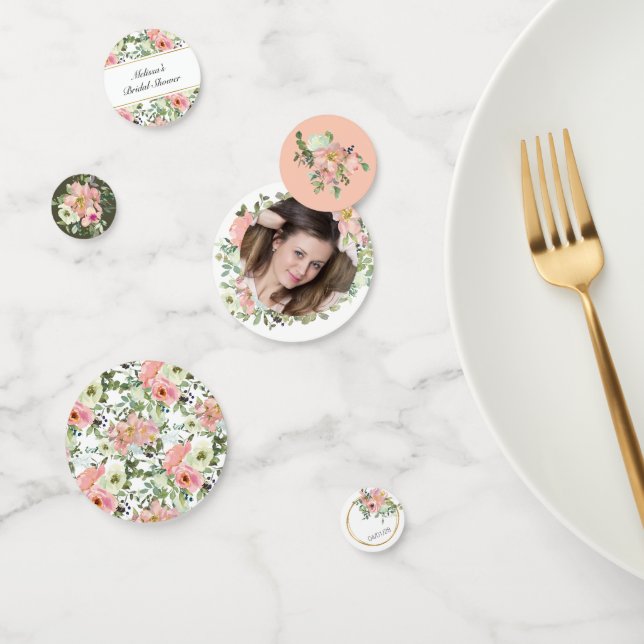 Eggshell and Blush Floral Wedding Confetti (Group)