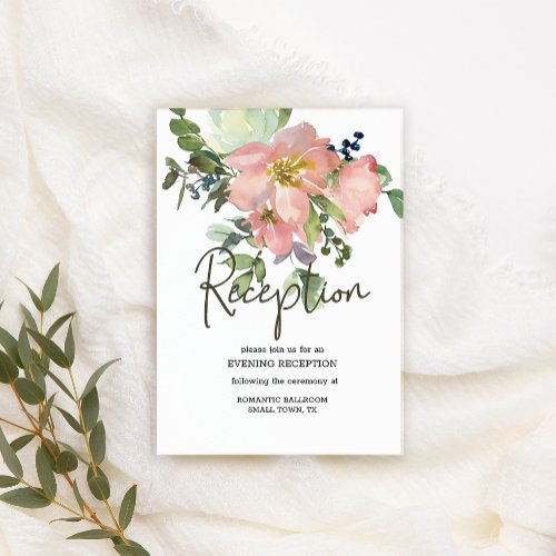Eggshell and Blush Floral Wedding Enclosure Card