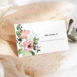 Eggshell and Blush Floral Wedding Escort Card
