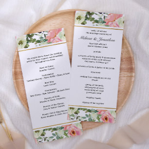 Eggshell and Blush Floral Wedding Program