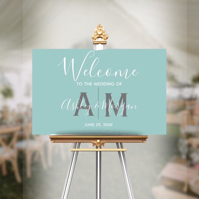 Eggshell Blue Couples Monogram 36x24 Wedding  Foam Board (Creator Uploaded)