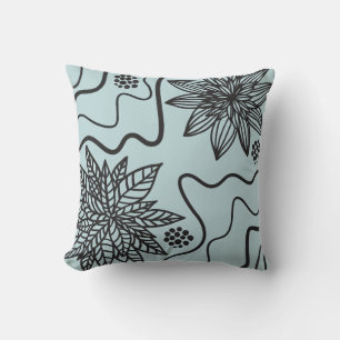 EGGSHELL BLUE FLORAL DESIGN Retro Throw Pillow