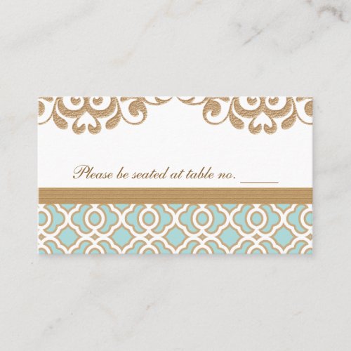 Eggshell Blue Gold Moroccan Wedding Table Place Place Card