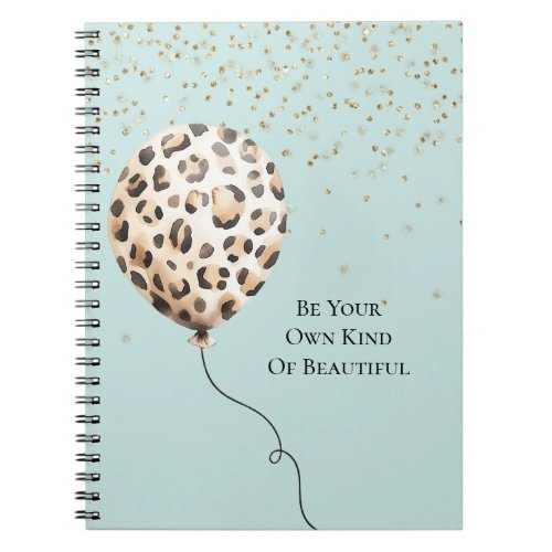 Eggshell Blue Leopard Print Balloon Gold Confetti  Notebook