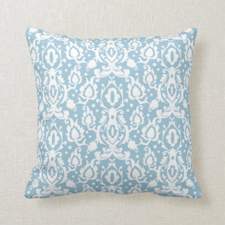Eggshell Blue Moroccan Damask Throw Pillow