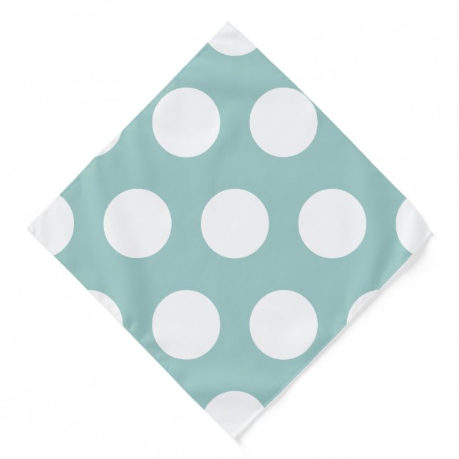 Eggshell Blue White Polka Dots Fashion Bandana (Front)