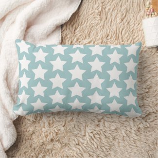 Eggshell Blue & White Stars Kids / Nursery Lumbar Pillow
