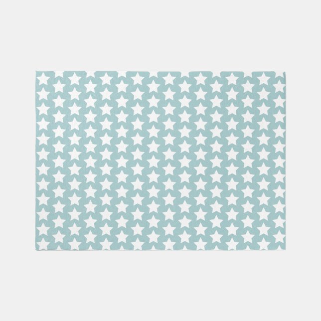 Eggshell Blue & White Stars  Rug (Front)