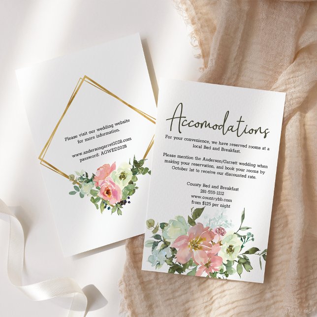 Eggshell Blush Floral Wedding Accommodation Enclosure Card (Creator Uploaded)