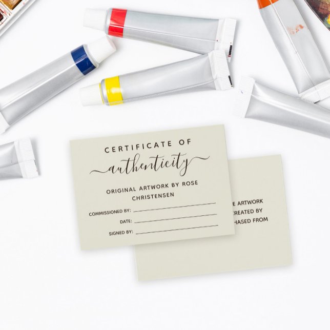 Eggshell Brown Script Certificate of Authenticity (Creator Uploaded)