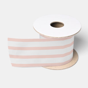 Eggshell Coral Horizontal Stripes Satin Ribbon