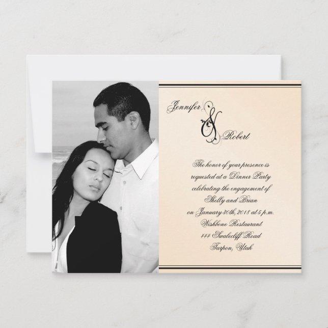 Eggshell Elegance Wedding Engagement Invitation (Front)