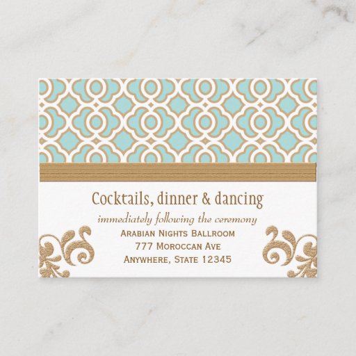 Customizable Eggshell Gold Moroccan Reception Enclosure Cards Business Card