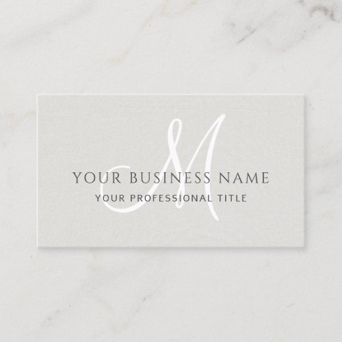Eggshell Linen Simple Minimal Monogram Business Card
