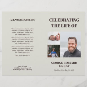 Eggshell Minimal Celebration of Life Photo Funeral