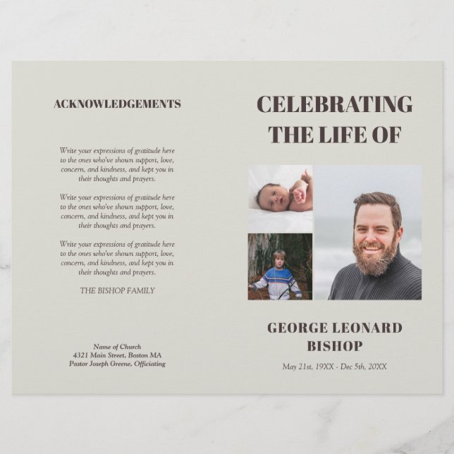 Eggshell Minimal Celebration of Life Photo Funeral (Front)