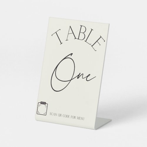Eggshell Minimalist Aesthetic Wedding Table Number Pedestal Sign