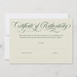 Eggshell Olive Swirls Certificate of Authenticity