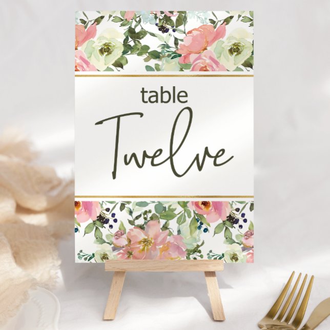 Eggshell Pink Blush Floral Wedding Table Number (Creator Uploaded)