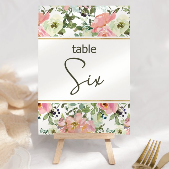 Eggshell Pink Blush Floral Wedding Table Number (Creator Uploaded)