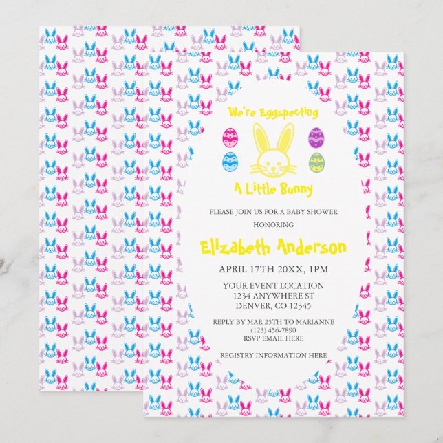 Eggspecting A Little Bunny Baby Shower Invitation (Front/Back)