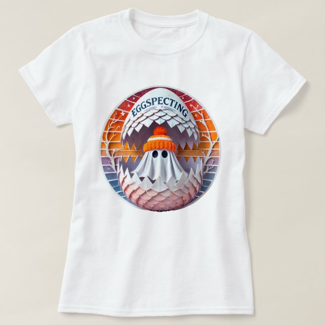 Eggspecting Baby Announcement - Halloween Themed  T-Shirt (Design Front)