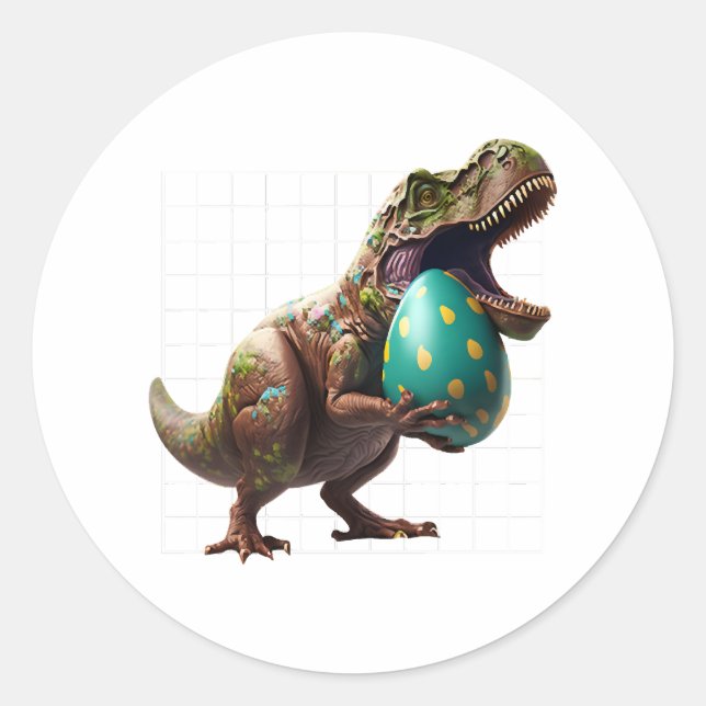 Eggspert Easter Eggs Hunt Dinosaur Easter Bunnies  Classic Round Sticker (Front)
