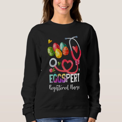 Eggspert Registered Nurse Bunny Stethoscope Easter Sweatshirt