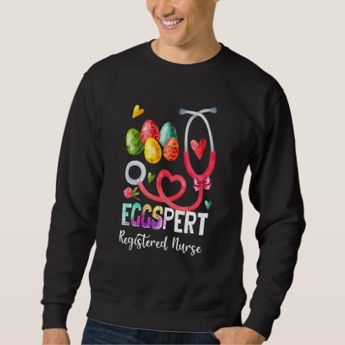 Eggspert Registered Nurse Bunny Stethoscope Easter Sweatshirt