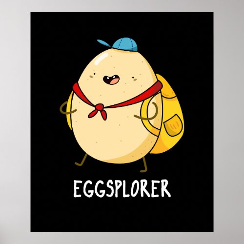 Eggsplorer Funny Egg Explorer Pun Dark BG Poster