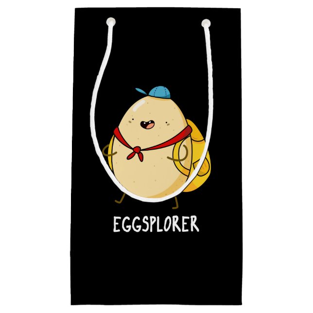 Eggsplorer Funny Egg Explorer Pun Dark BG Small Gift Bag (Front)