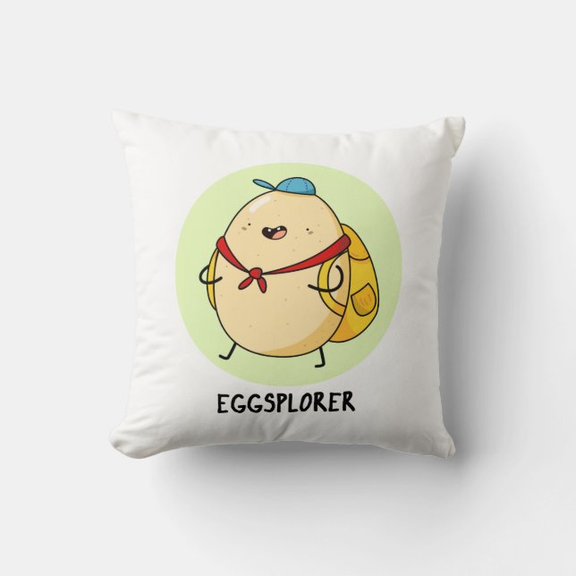 Eggsplorer Funny Egg Explorer Pun  Throw Pillow (Front)