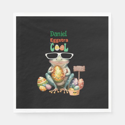 Eggstra Cool Frog with Sunglasses Easter Leap Year Napkins
