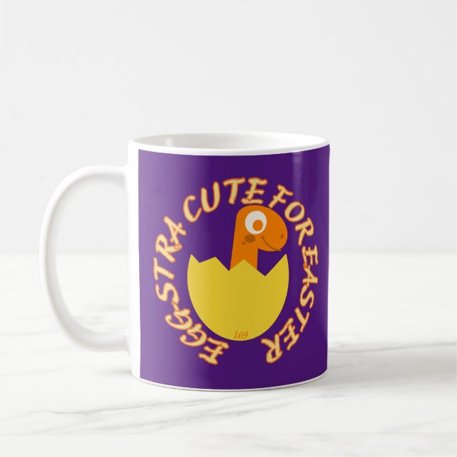EGGSTRA CUTE FOR EASTER  funny easter dino gift    Coffee Mug (Left)