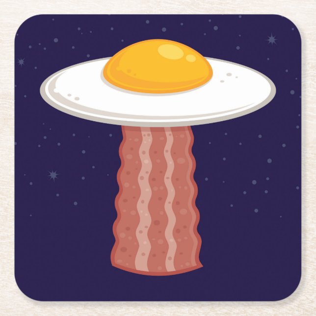 Eggstraterrestrial Square Paper Coaster (Front)