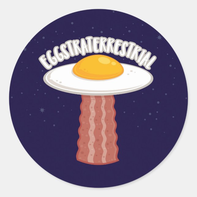 Eggstraterrestrial With Text Classic Round Sticker (Front)