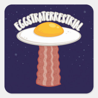 Eggstraterrestrial With Text Square Sticker