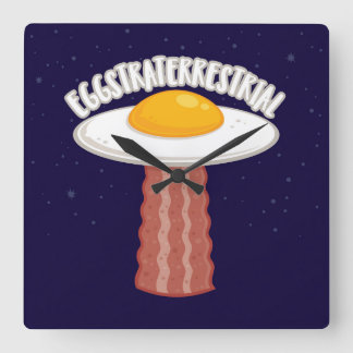 Eggstraterrestrial With Text Square Wall Clock