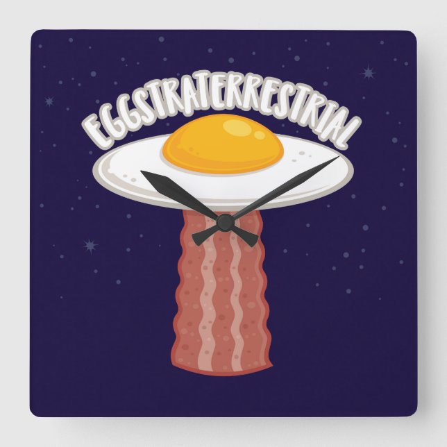 Eggstraterrestrial With Text Square Wall Clock (Front)